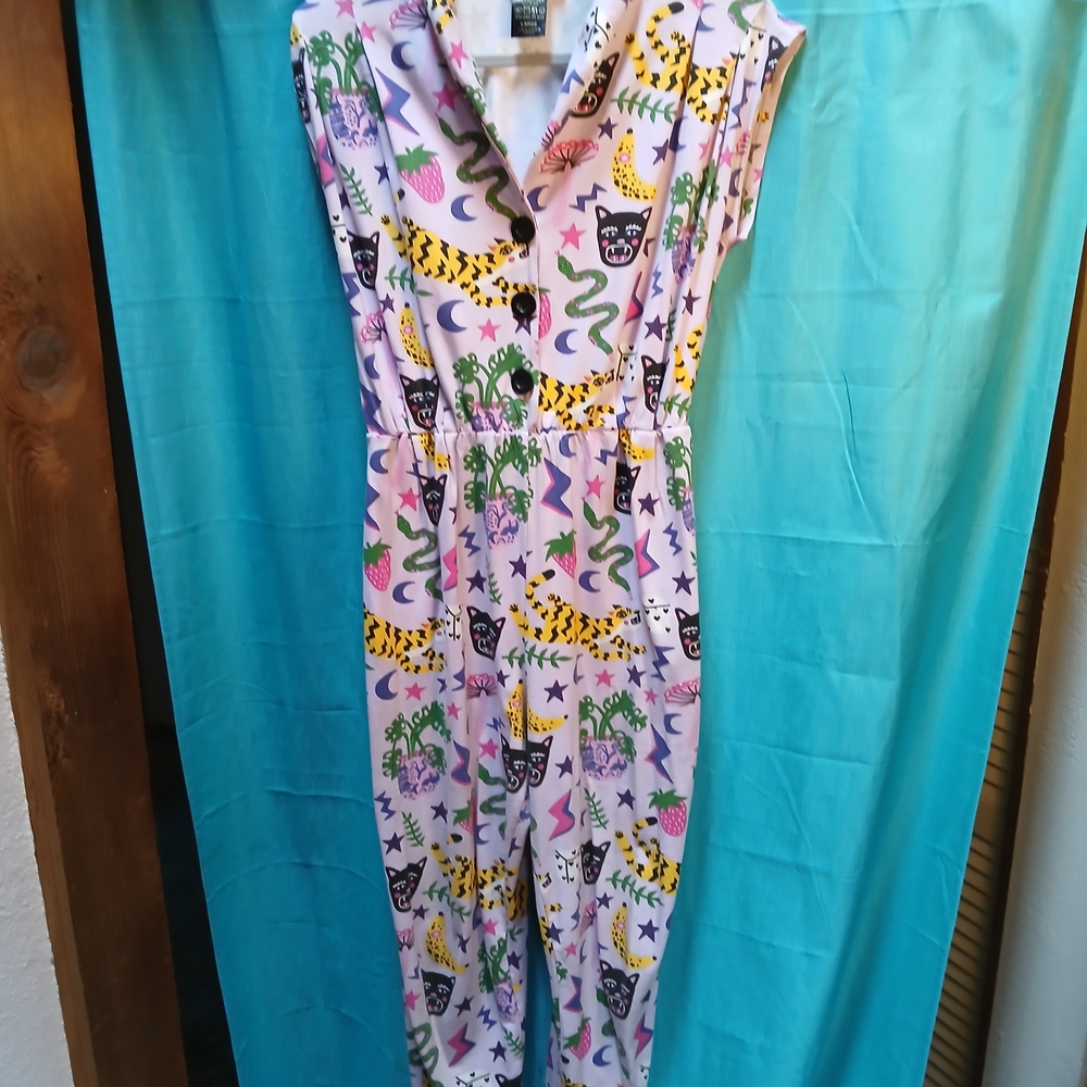 Colorful Animal Print Jumpsuit - Lavender - Picture 6 of 6